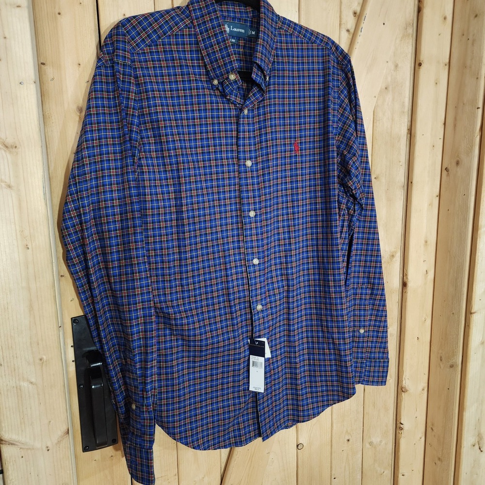 Ralph Lauren Mens Classic Fit Plaid Button Down Shirt Blue Red M NWT 7936058